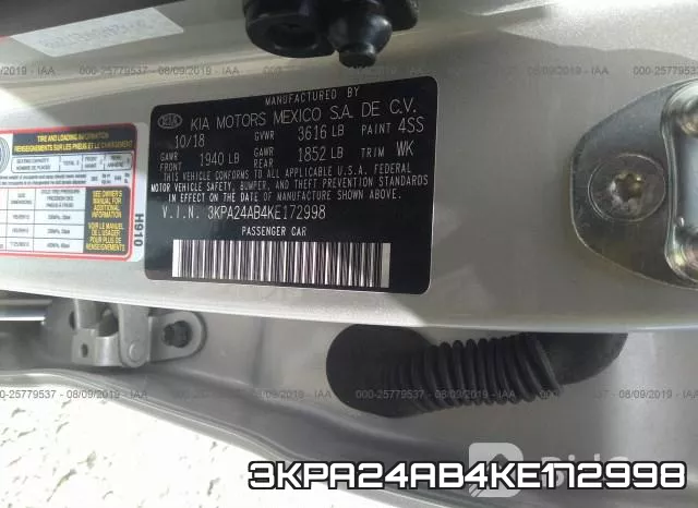 3KPA24AB4KE172998 фото 10