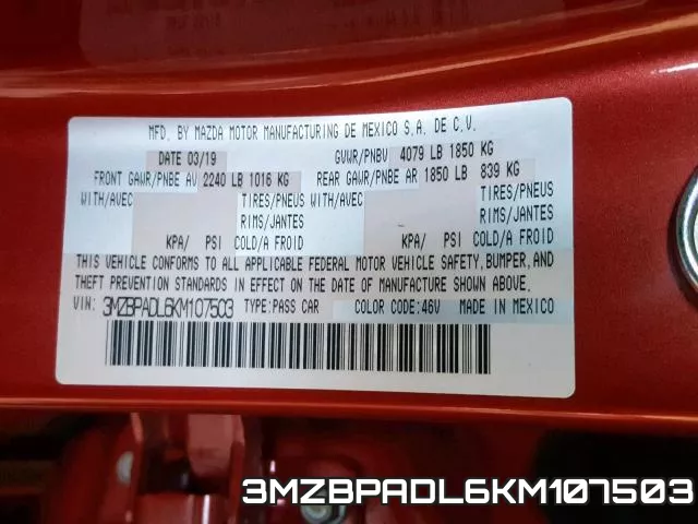 3MZBPADL6KM107503 фото 2