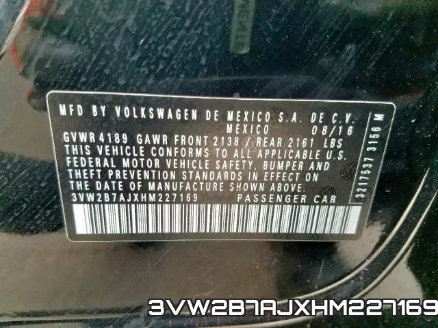 3VW2B7AJXHM227169 фото 2