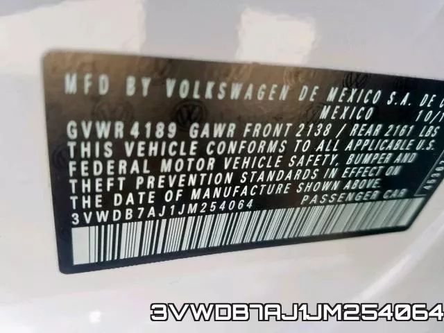 3VWDB7AJ1JM254064 фото 2