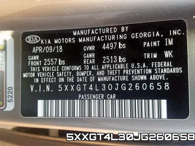 5XXGT4L30JG260658 фото 2