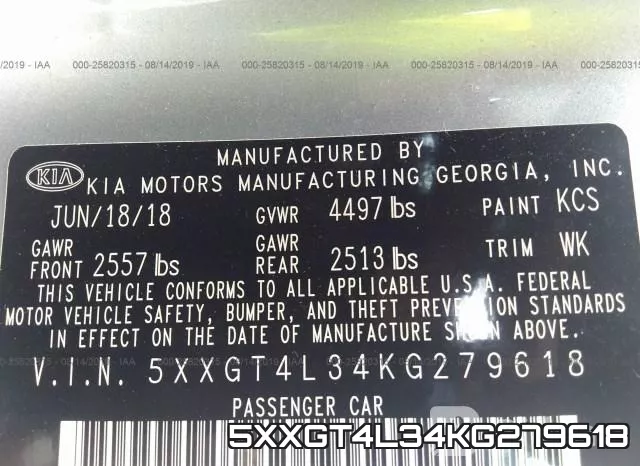 5XXGT4L34KG279618 фото 10