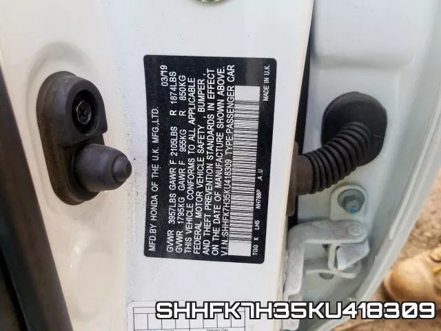 SHHFK7H35KU418309 фото 2