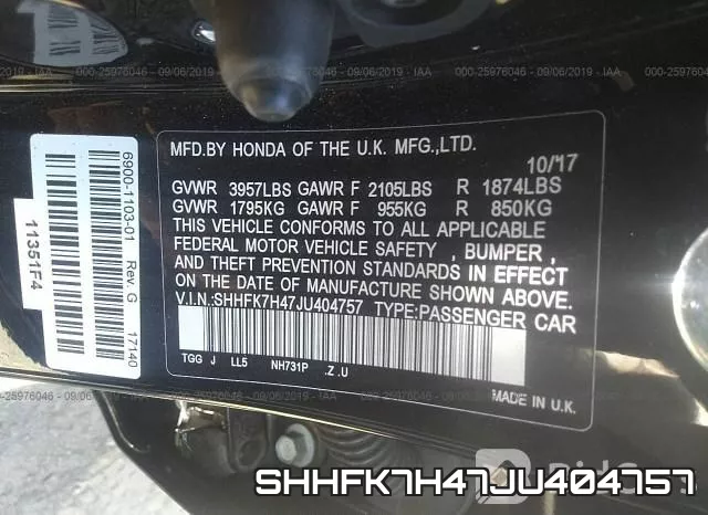 SHHFK7H47JU404757 фото 10