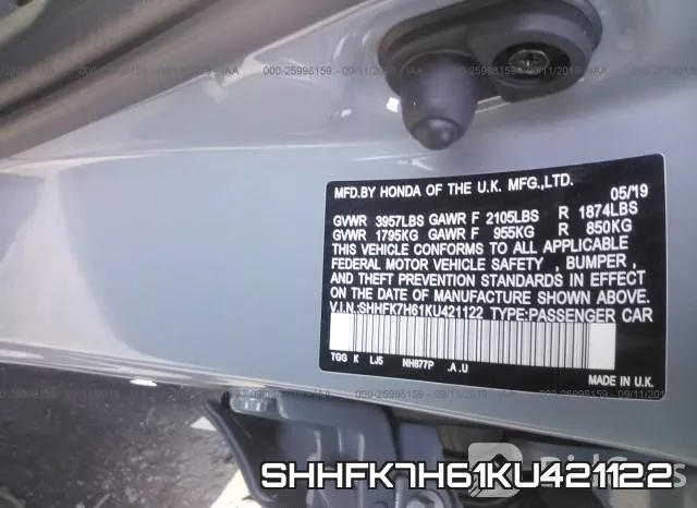 SHHFK7H61KU421122 фото 10