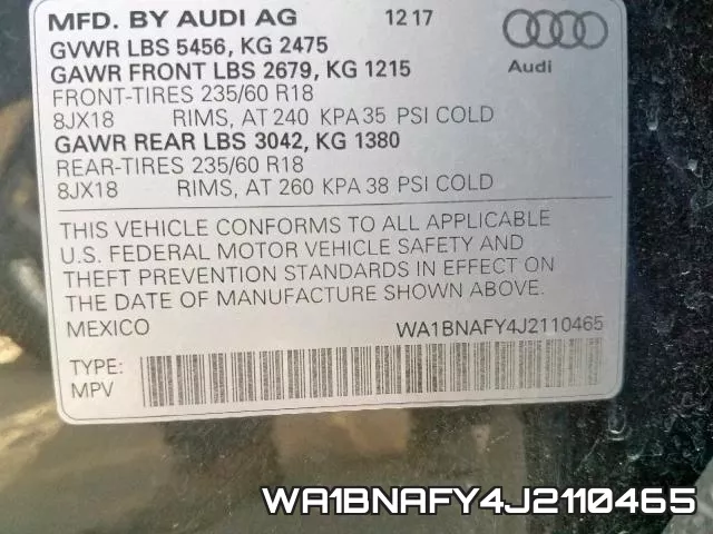 WA1BNAFY4J2110465 фото 2