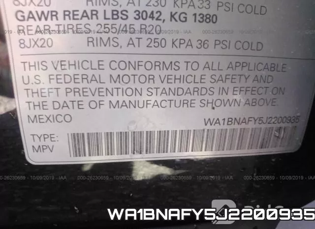 WA1BNAFY5J2200935 фото 10