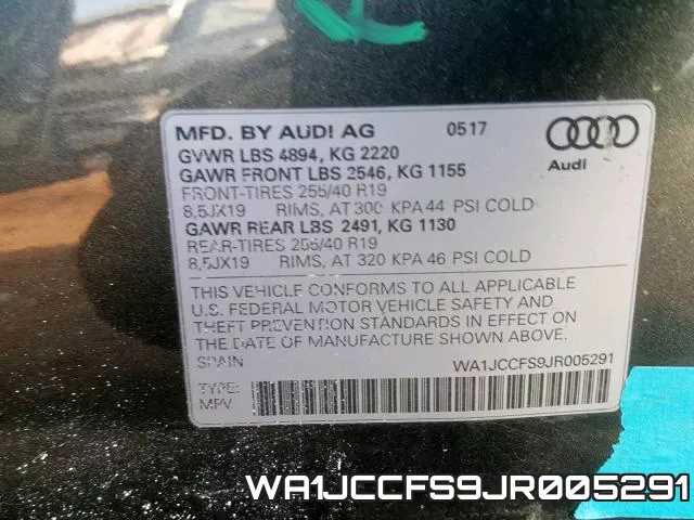 WA1JCCFS9JR005291 фото 2