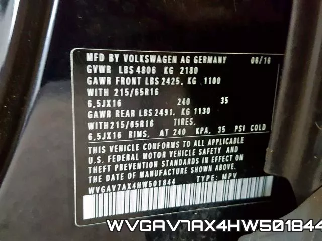 WVGAV7AX4HW501844 фото 2