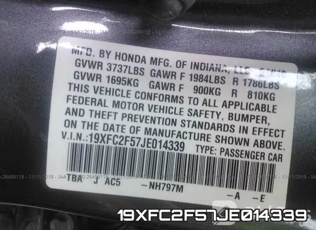 19XFC2F57JE014339 фото 10