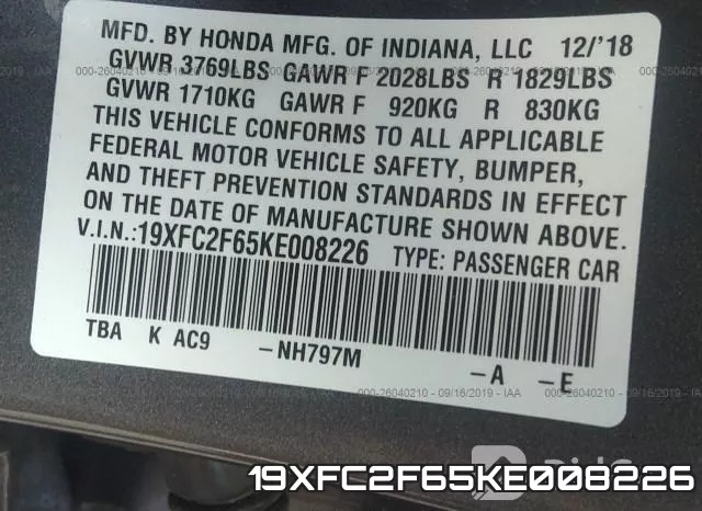 19XFC2F65KE008226 фото 10