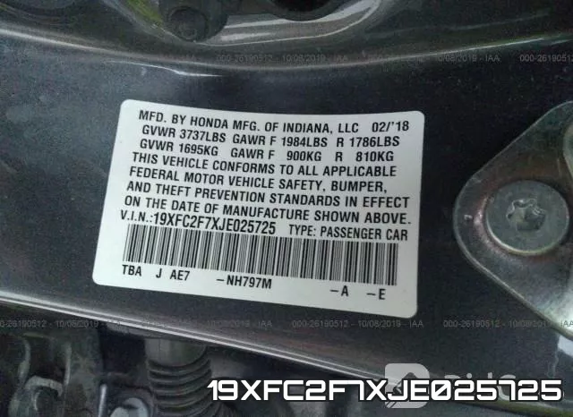 19XFC2F7XJE025725 фото 10