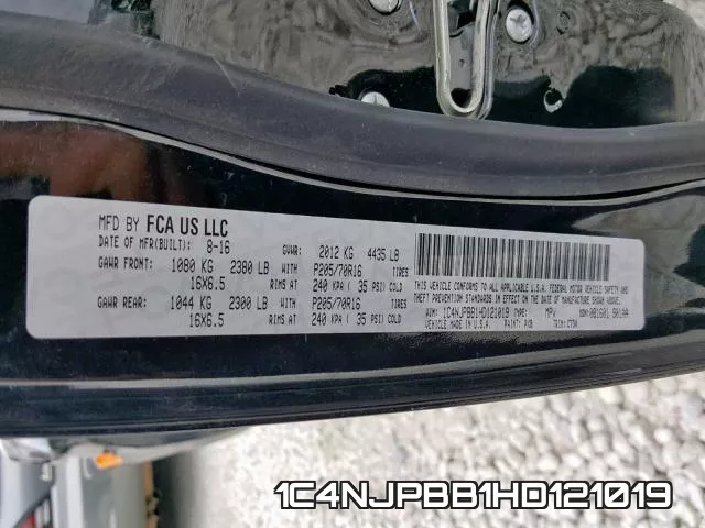 1C4NJPBB1HD121019 фото 2