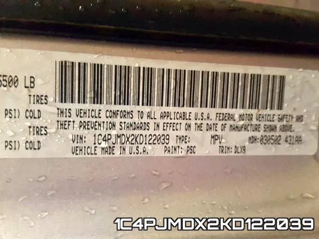 1C4PJMDX2KD122039 фото 2