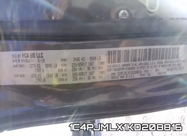 1C4PJMLX1KD208816 фото 10