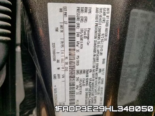 1FADP3E29HL348050 фото 2