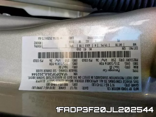 1FADP3F20JL202544 фото 2