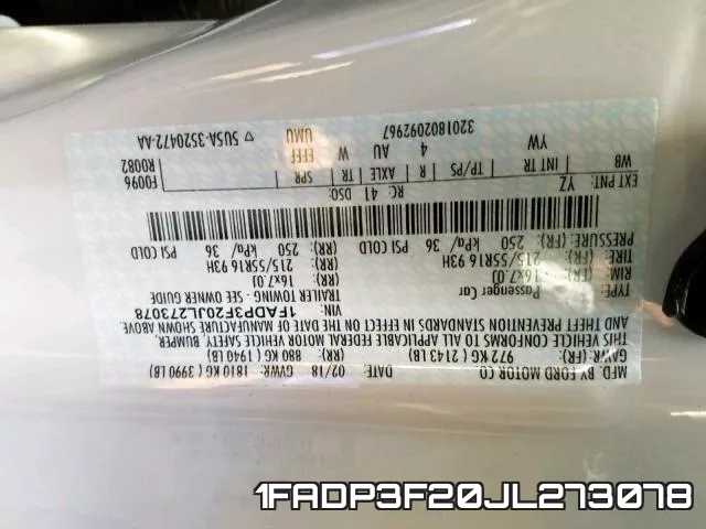 1FADP3F20JL273078 фото 2