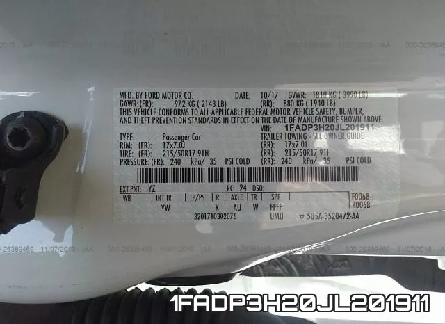 1FADP3H20JL201911 фото 10
