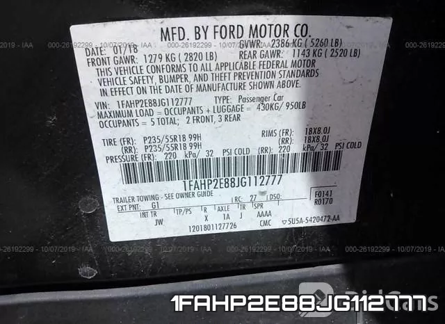 1FAHP2E88JG112777 фото 10