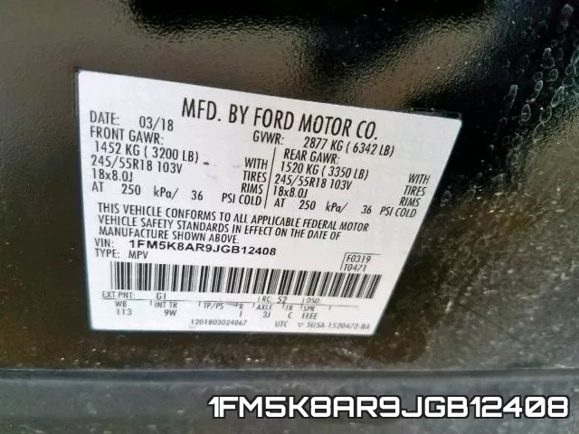 1FM5K8AR9JGB12408 фото 2