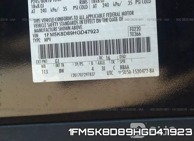 1FM5K8D89HGD47923 фото 10