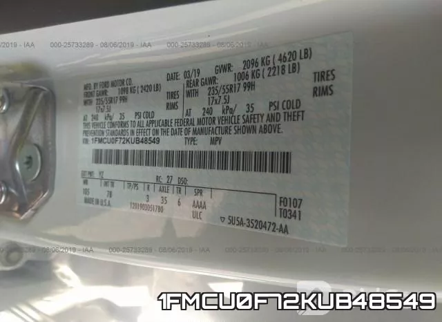 1FMCU0F72KUB48549 фото 10