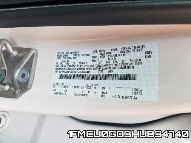 1FMCU0GD3HUB34740 фото 2