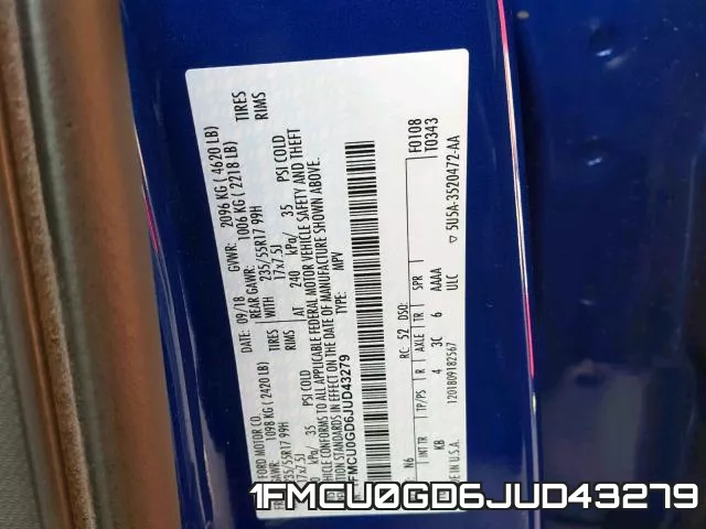 1FMCU0GD6JUD43279 фото 2