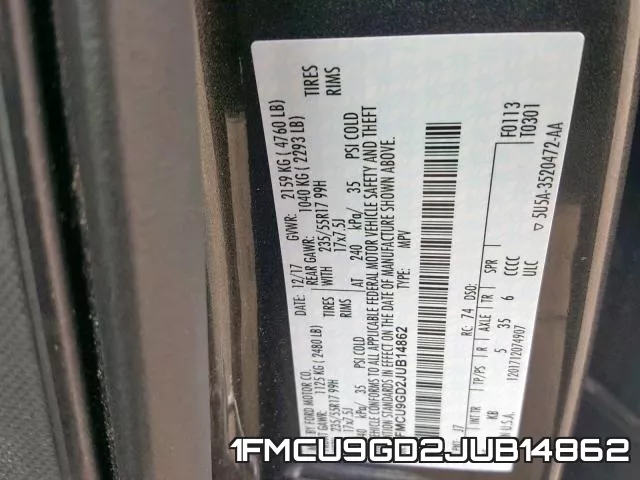 1FMCU9GD2JUB14862 фото 2