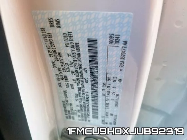 1FMCU9HDXJUB92319 фото 2
