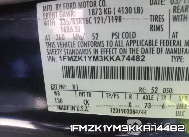1FMZK1YM3KKA74482 фото 10
