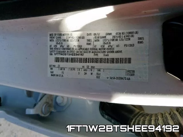 1FT7W2BT5HEE94192 фото 2