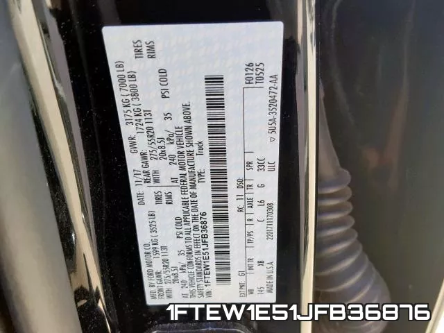1FTEW1E51JFB36876 фото 2
