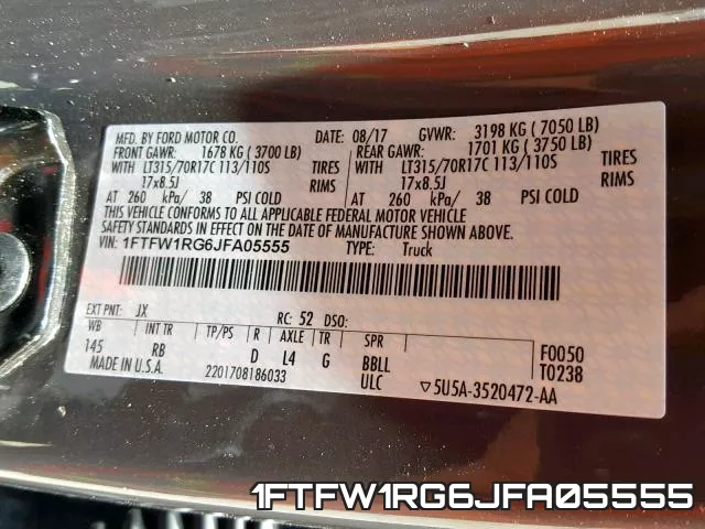 1FTFW1RG6JFA05555 фото 2