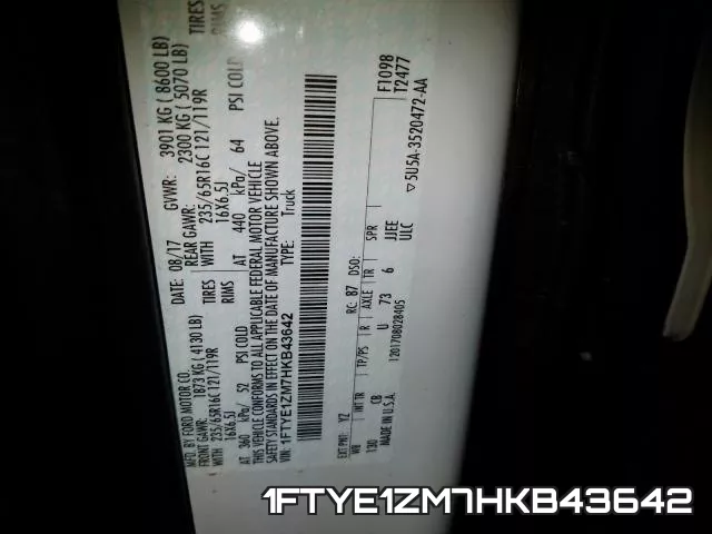 1FTYE1ZM7HKB43642 фото 2