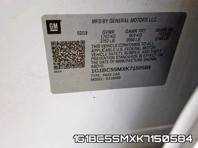 1G1BC5SMXK7150584 фото 2