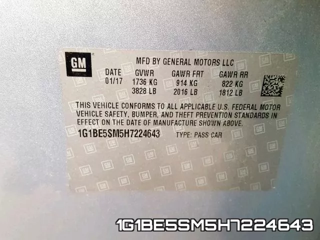 1G1BE5SM5H7224643 фото 2