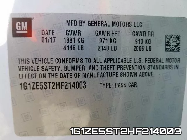 1G1ZE5ST2HF214003 фото 2