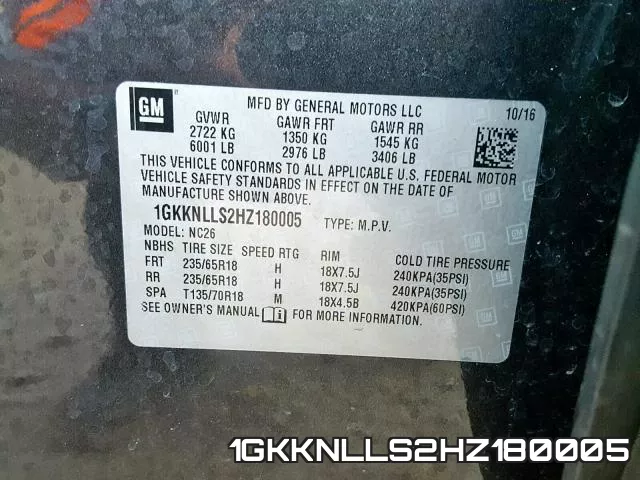 1GKKNLLS2HZ180005 фото 2