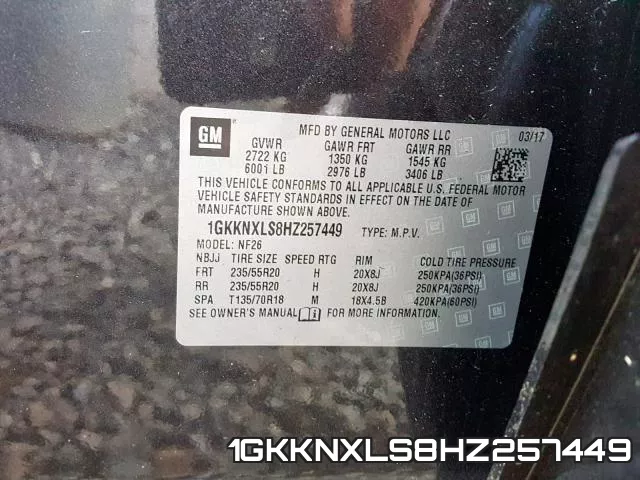 1GKKNXLS8HZ257449 фото 2