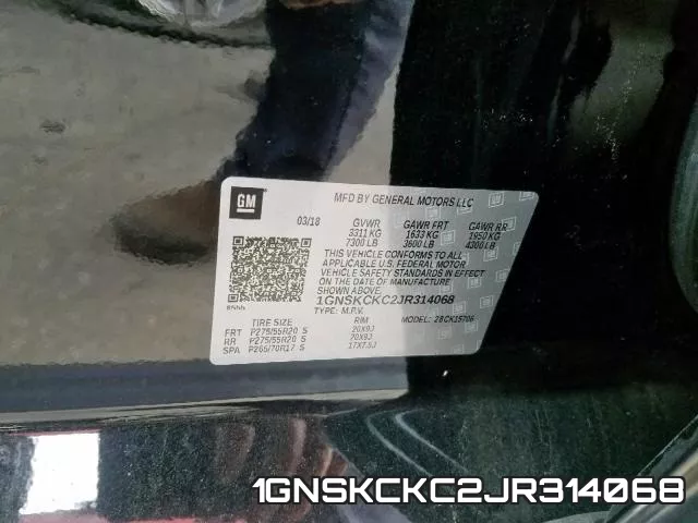 1GNSKCKC2JR314068 фото 2