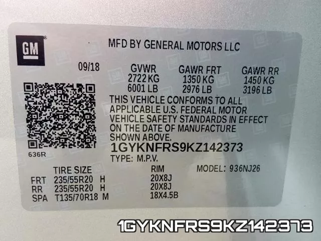 1GYKNFRS9KZ142373 фото 2