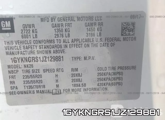 1GYKNGRS1JZ129881 фото 10