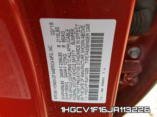 1HGCV1F16JA113226 фото 2