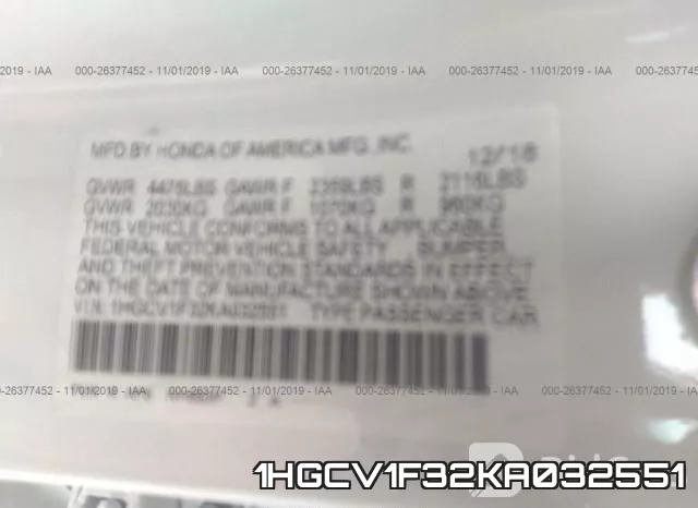 1HGCV1F32KA032551 фото 10