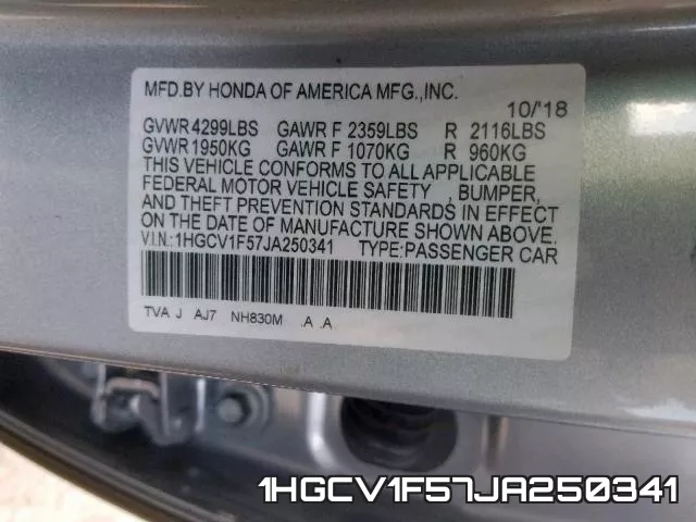 1HGCV1F57JA250341 фото 2