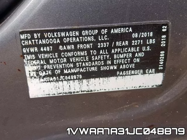 1VWAA7A31JC048879 фото 2