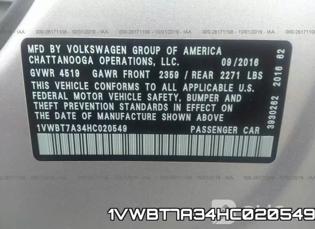 1VWBT7A34HC020549 фото 10