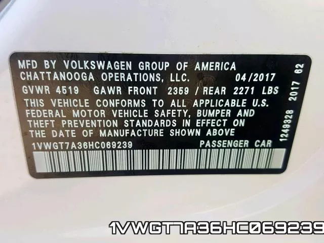 1VWGT7A36HC069239 фото 2